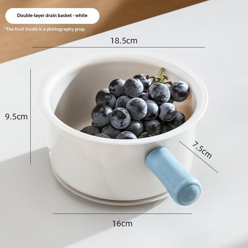 Double-Layer Kitchen Strainer Scoop Plastic Colander With Handl Fruit & Veggie Washing Bowl Drain Basket Home Kitchen Use
