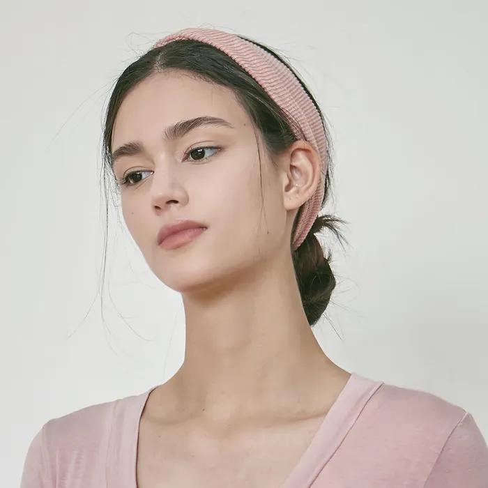 Women's Yoga Wear DEVI-A0003-Salmon Pink Pilates Laura Ribbed Headband