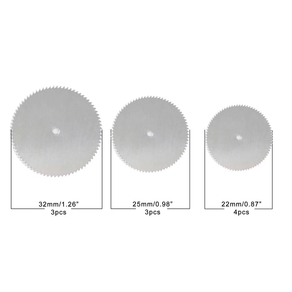 11-teiliges Mini-Kreissägeblatt-Set, Präzisions-Trennscheibe für die Holzbearbeitung mit 1 Stab, 22 mm, 25 mm, 32 mm, zum Schneiden von Holz und Metall