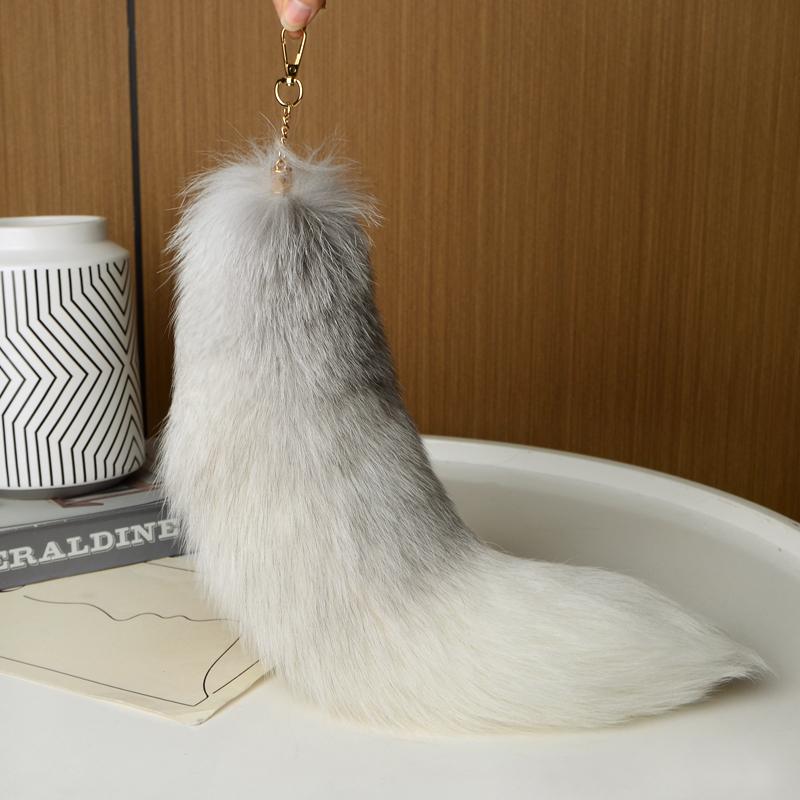 40cm Plyšový Liščí Ocas Klíčenka Přívěsky na Tašku Roztomilý Kožešinový Mývalí Ocas Klíčenka Klíčenka Zvířecí Ocas Klíčový Přívěsek Pompony Klíčenka Dekorace Tašky