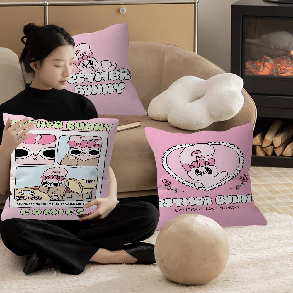 Anime Esther Bunny Personalized Pillow Dust Cover Bedroom Kids Party Decoration Pillowcase Birthday Children Gift