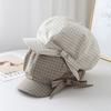 Korean Ins Bow Plaid Beret Women's Spring and Summer Big Head Fashion Shade Sweet Octagonal Newsboy Caps