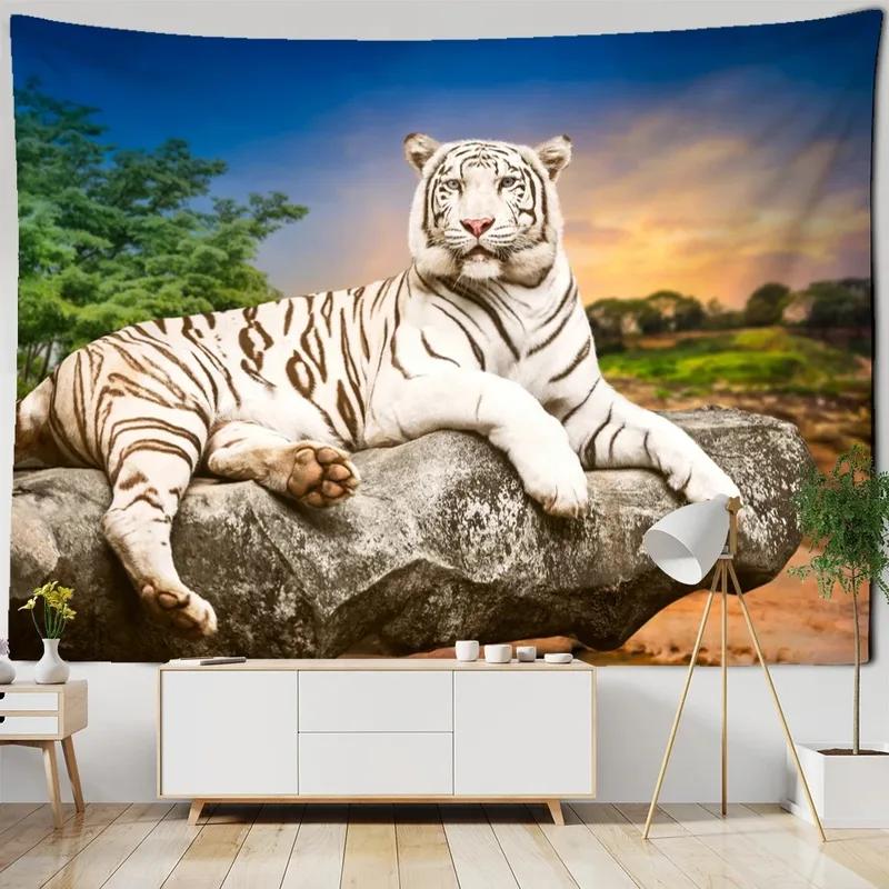 Украшение стены дома Гобелен Свирепый тигр Фон Подвесная ткань Офис Гостиная Гобелен — фото 9