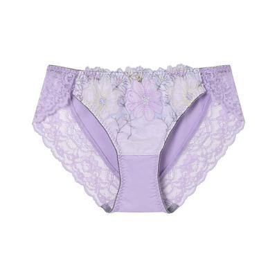 AMPHI Women Short Briefs Seamless Hem Lace POG114 Purple Size M