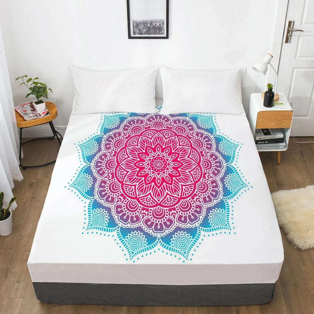 Customize Fitted Sheets Mattress Cover With Elastic Band 3D Bedsheet Linens 135x200 200x200 Bed Sheet Bedding Bohemia Elephant