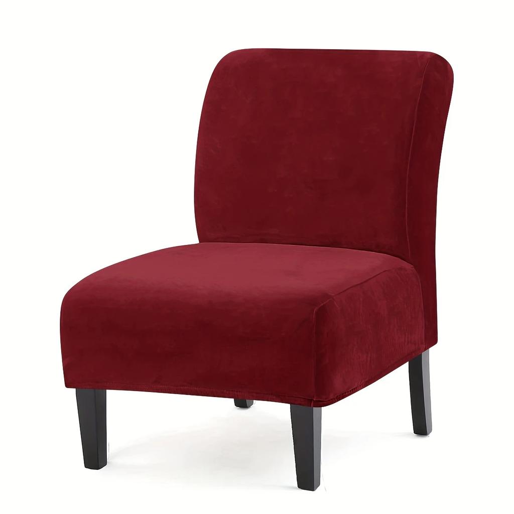 Solid Color Velvet Armless Chair Cover Stretch Dust-Proof Accent Chair Cover Single Sofa Slipcover For Bar Counter El Decor