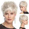 European and American Style Women’s Short Curly Wig Natural Look Fluffy Blonde White Wig with Side-Swept Bangs