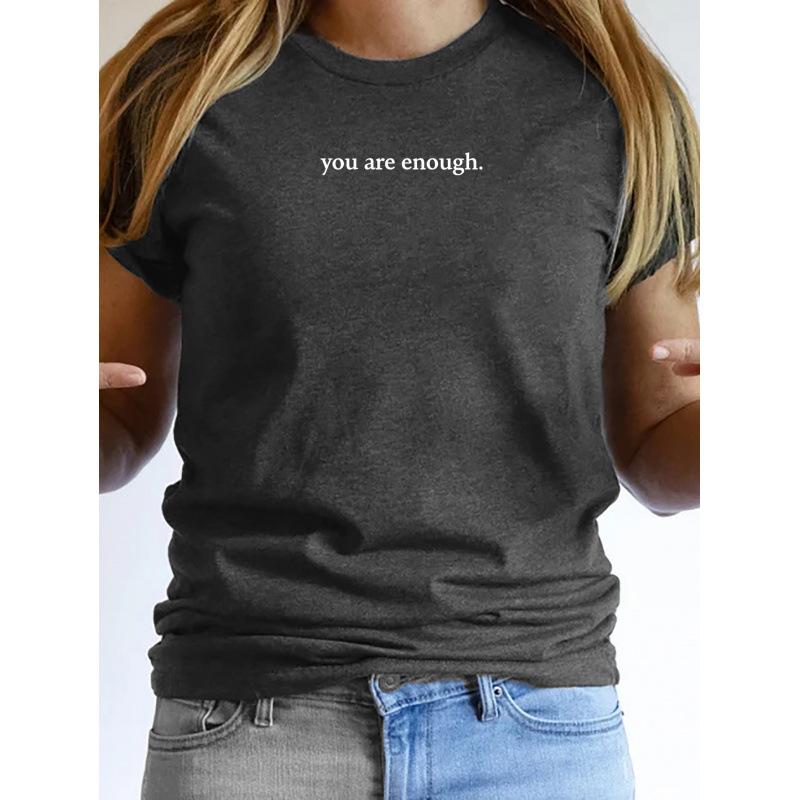 2025 cross-border European beautiful women's top crew neck letter printed cotton short-sleeved T-shirt women's pure cotton top