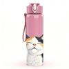 1PC Raising Paws Kitten Cat Pattern 750ml Color Plastic Sports Water Bottle Leakproof Flip Straw Lid Suitable for Sports Office Home Use