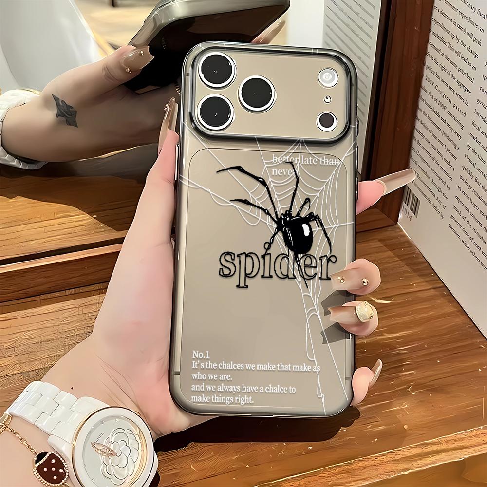 Black Doodle Spider Phone Case For Iphone 17 Air 16 15 14 Pro 13 12 11 Pro Max 16 Plus Shockproof Silicone Cover