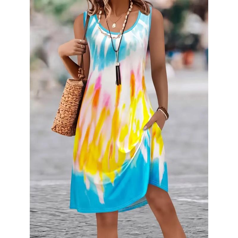 3D Print Sleeveless Dress Women Tank Top Dress