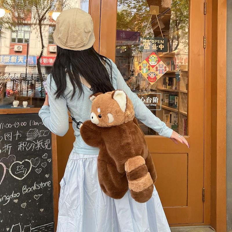 Internet Celebrity Raccoon Plush Shoulder Bag Fashion Bag Female Cartoon Cute Small Fresh Casual Messenger Bag