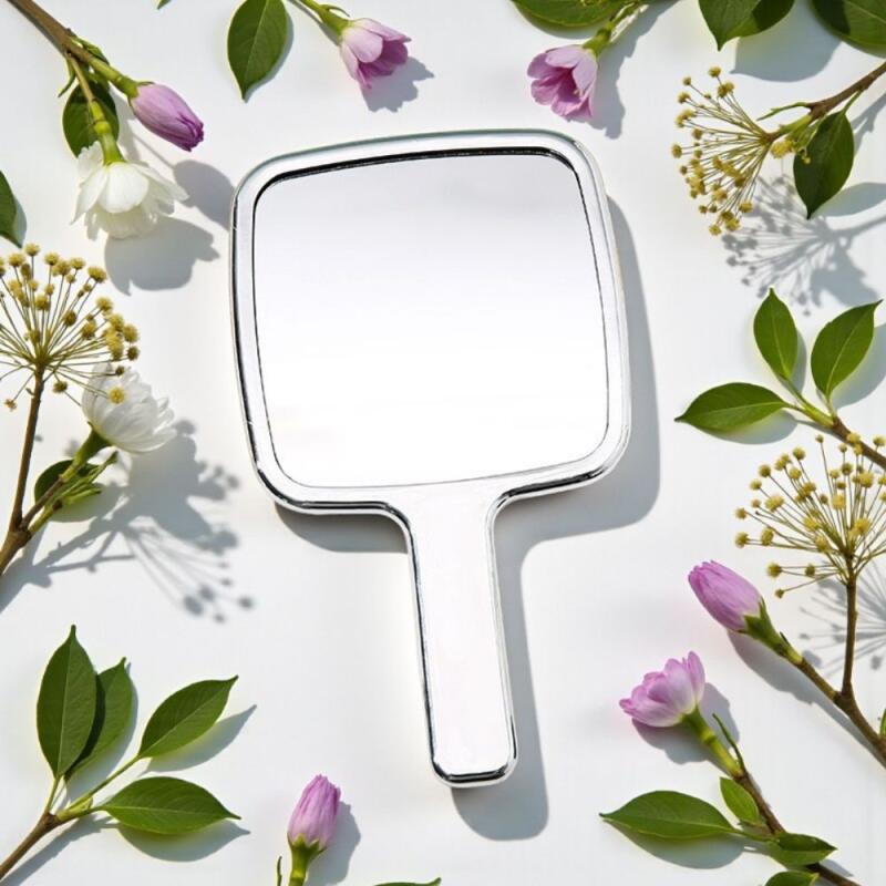 Square Hand Mirror Metal Hand Mirror Portable Makeup Mirror Large