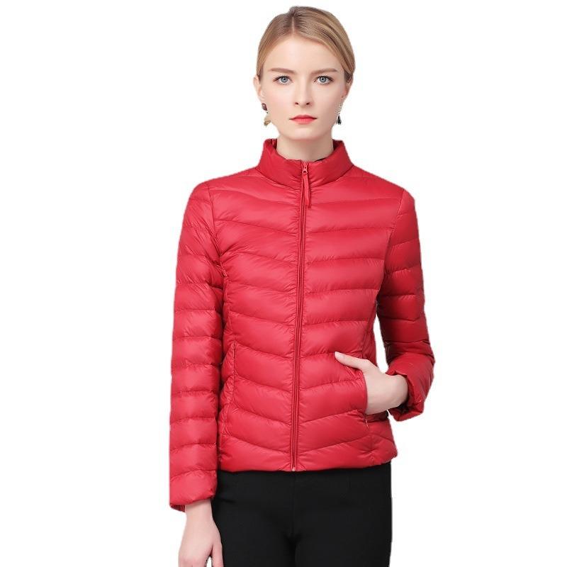 Down Jacket Women's Short New Trendy Fashion Versatile Light and Thin Duck Down Stand-up Collar Slim Jacket