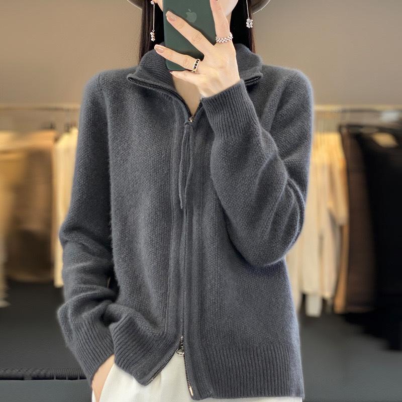 Pullover Strickjacke Stehkragen Damen Strickmäntel Revers Warmer Pullover