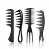 4 PCS Professional Men Grooming Comb Set Anti-static Wide Tooth Comb Hair Pick for Salon Barber Home Use