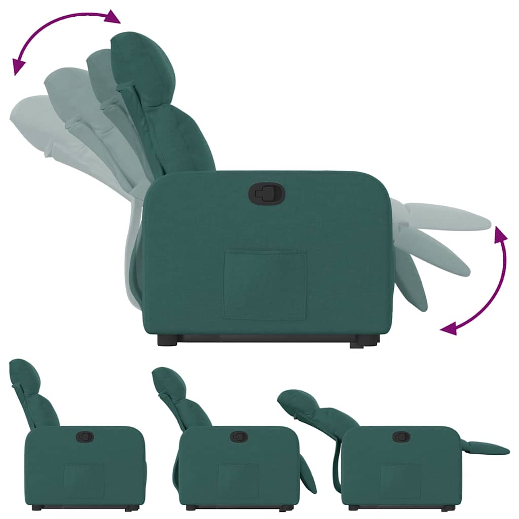 Recliner Chair with Lift Assist Dark Green Fabric