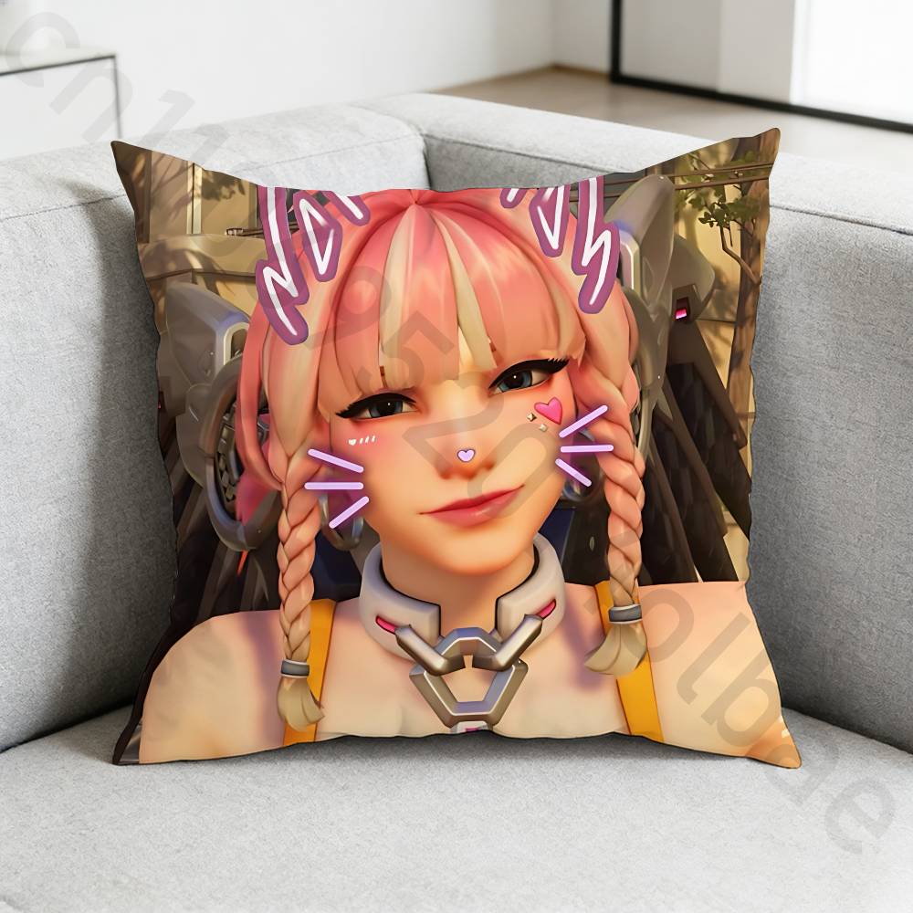 Game OOverwatchS Pillow Case Square DoubleSided Printing Short Plush Sofa Cushion Cover Bedroom Bedside Pillow