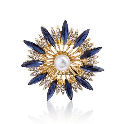 Spilla Girasole di Cristallo Commercio Estero Creativo Fiore di Perla Doppio Uso Fibbia per Sciarpa di Seta Corsage