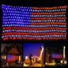 Amerikanische Flagge Netzlicht mit 420 ultrahellen LEDs Wasserdichte LED-Flaggen-Lichterkette für Hof Garten Gedenktag Unabhängigkeitstag