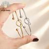 Cross-Border Love Knot Titanium Bangle - Versatile Peach Heart Open Bracelet, Vacuum-Plated Stainless Steel Jewelry