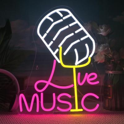 Live-Musik Neonschild Dimmbar On Air LED-Schilder für Wanddekoration Mikrofon Neonschild Bar Musikstudio Raum Geburtstagsparty