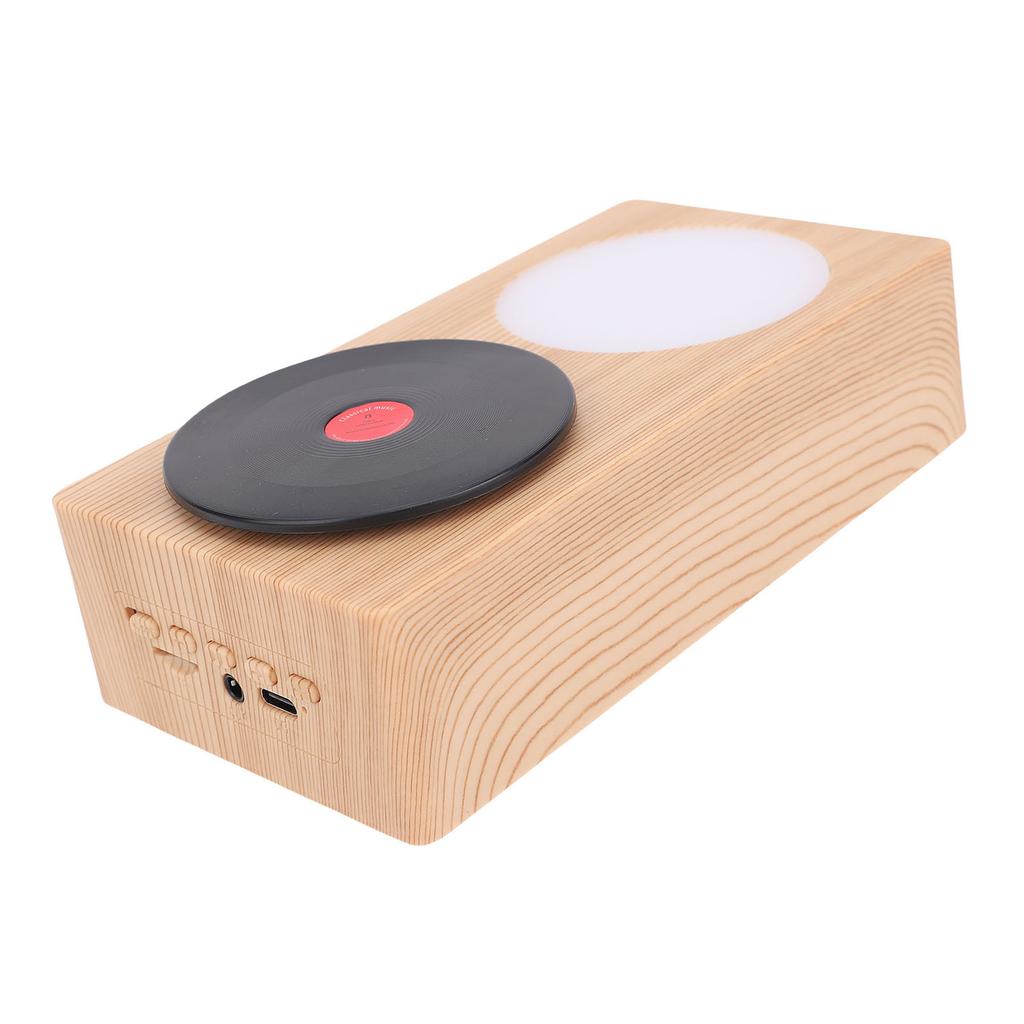 Record Player Bluetooth Speaker with Night Light Wooden Bluetooth 5.0 3 Modes Portable Wireless Turntable Speaker for