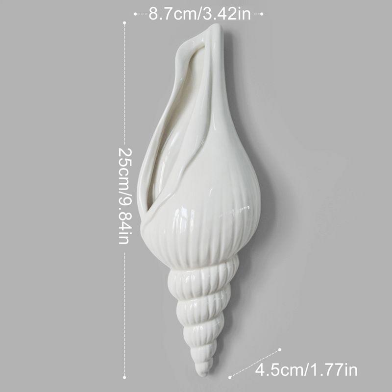 Wall Vases For Decor Home Conch Vase Wall Mounted Modern Ceramic Conch Ornament For Bedroom Kitchen Bathroom Dining Workplace