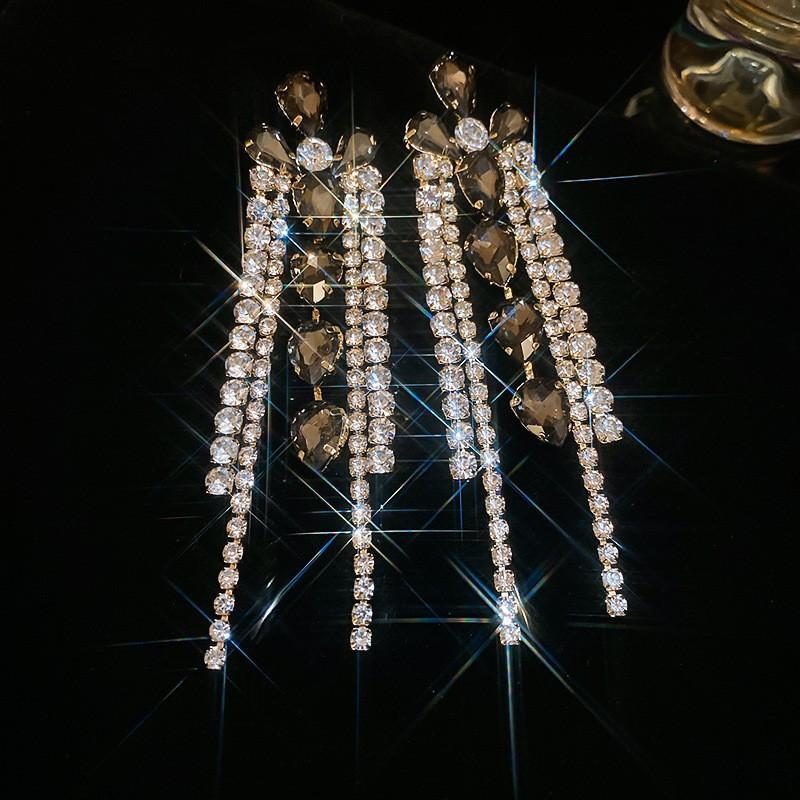 European & American Style Silver Needle Full Rhinestone Irregular Drop Earrings - Exquisite Luxury Design, Niche Fashion Versatile Earrings