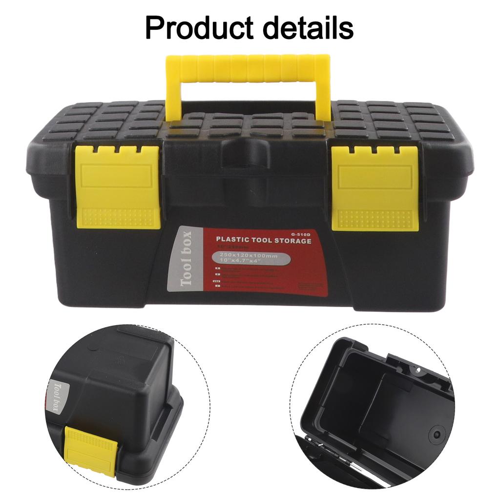 Plastic 10 Inch Toolbox Single Layer for Electric Drill Accessories and Hand Tools Storage with Open Top Design