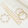 7 Stück/Set Elegantes Boho Perlenarmband-Set für Damen Vintage Einfache Goldfarbe Imitation Perle Herzarmbänder Dating Schmuck