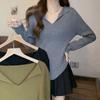 Irregular Base Shirt Spring and Autumn Shoulder Slimming Thin T-shirt Top