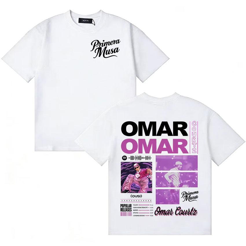 2026 Rapper Omar Courtz Primera Musa Gothic Unisexs Womens Double Sided T Shirts Oversized Cotton Vintage Pop Short Sleeve Tshirt
