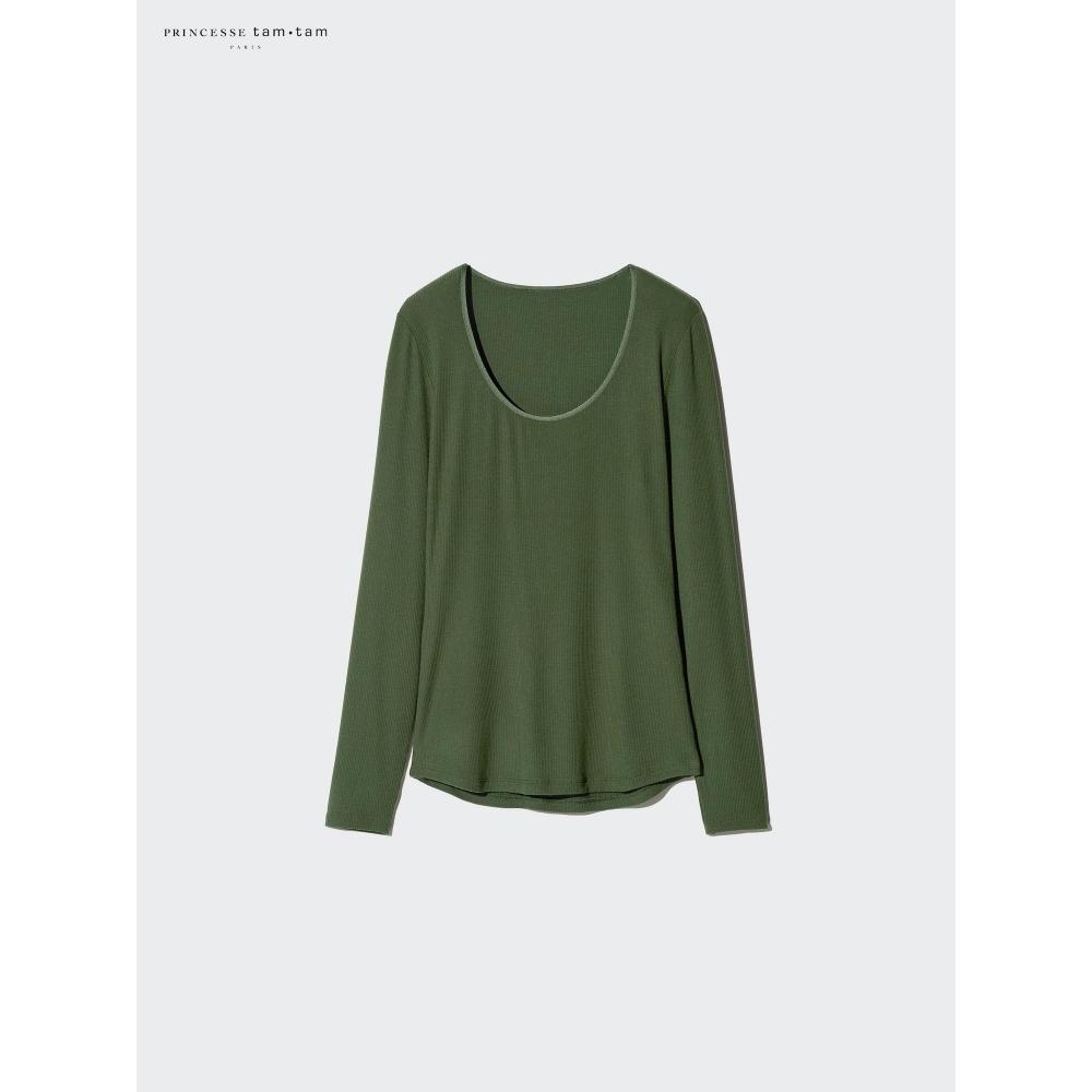 Uniqlo UlTra Warm HeaTTech Cashmere Blend Rib Crew Neck T