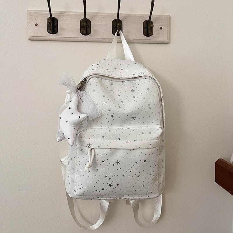 Star-printed nylon backpack, lightweight casual backpack, large-capacity student schoolbag, universal travel backpack