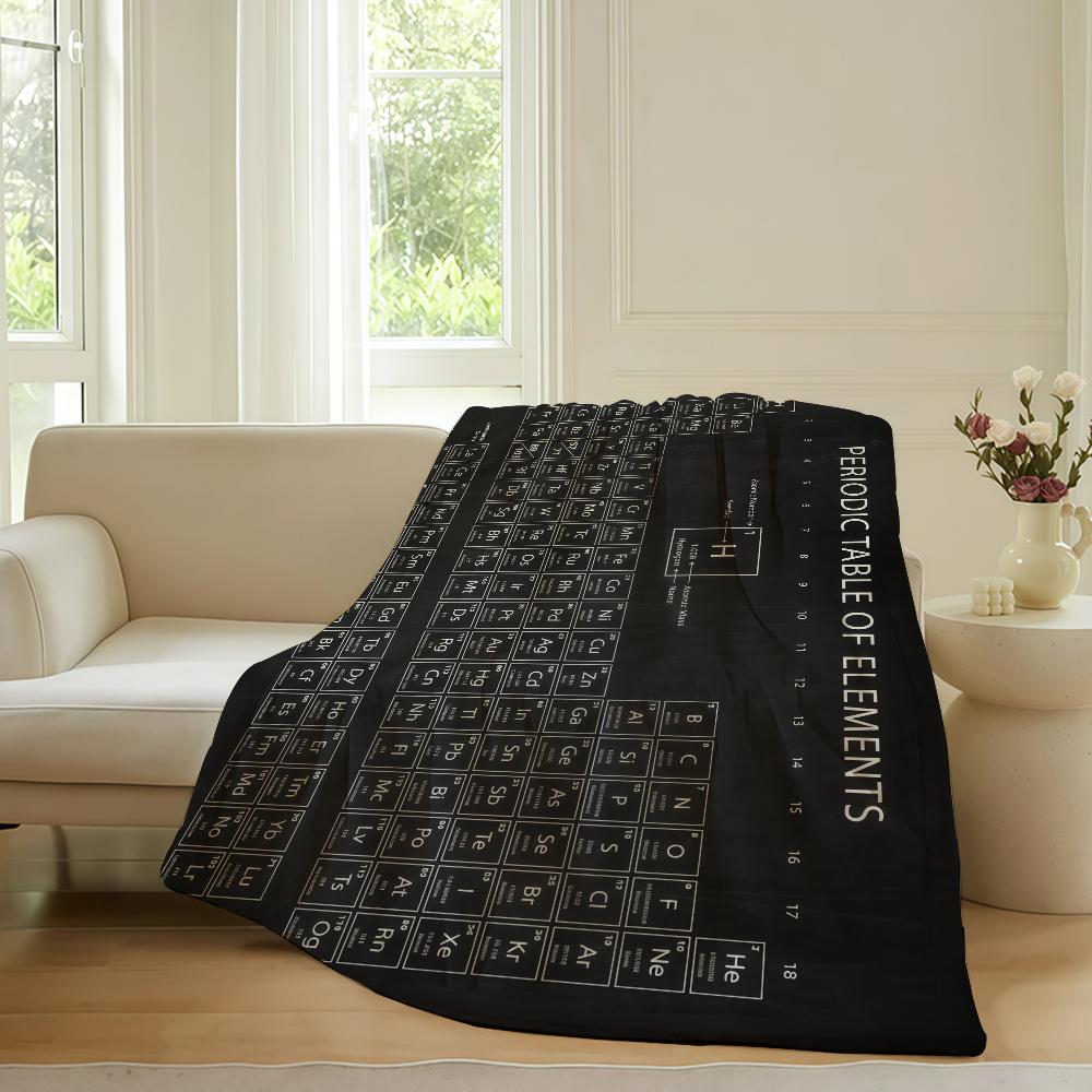 Koc z Układem Okresowym Pierwiastków na Sofę Biuro Łóżko Samolot Podróż Sen Czytanie Relaks Kemping Miękki i Ciepły