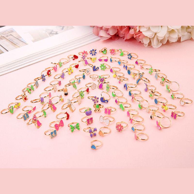 Adjustable Flower Animal Ring 36 Pcs Kawaii Cartoon Children Rings Gift for Kids