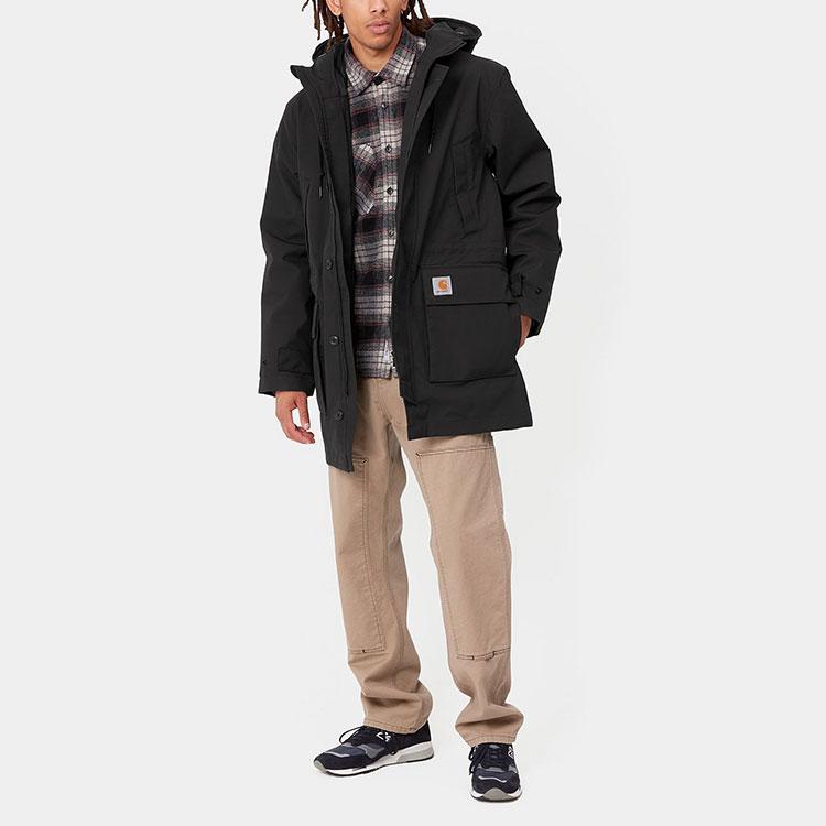 Carhartt WIP Solid Color Cotton Zip Hooded Parka Men outerwear Black I029455-26-XX