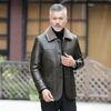 Dad's Winter Coat with Added Velvet and Thickened Middle-aged New Leather Jacket, Middle-aged and Elderly Men's Fur Integrated Leather Jacket