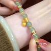 Trendy Glass Bead Bracelet Lotuses Flower Pendant Handchain Traditional Chinese Style Jewelry Gift Wedding Accessories