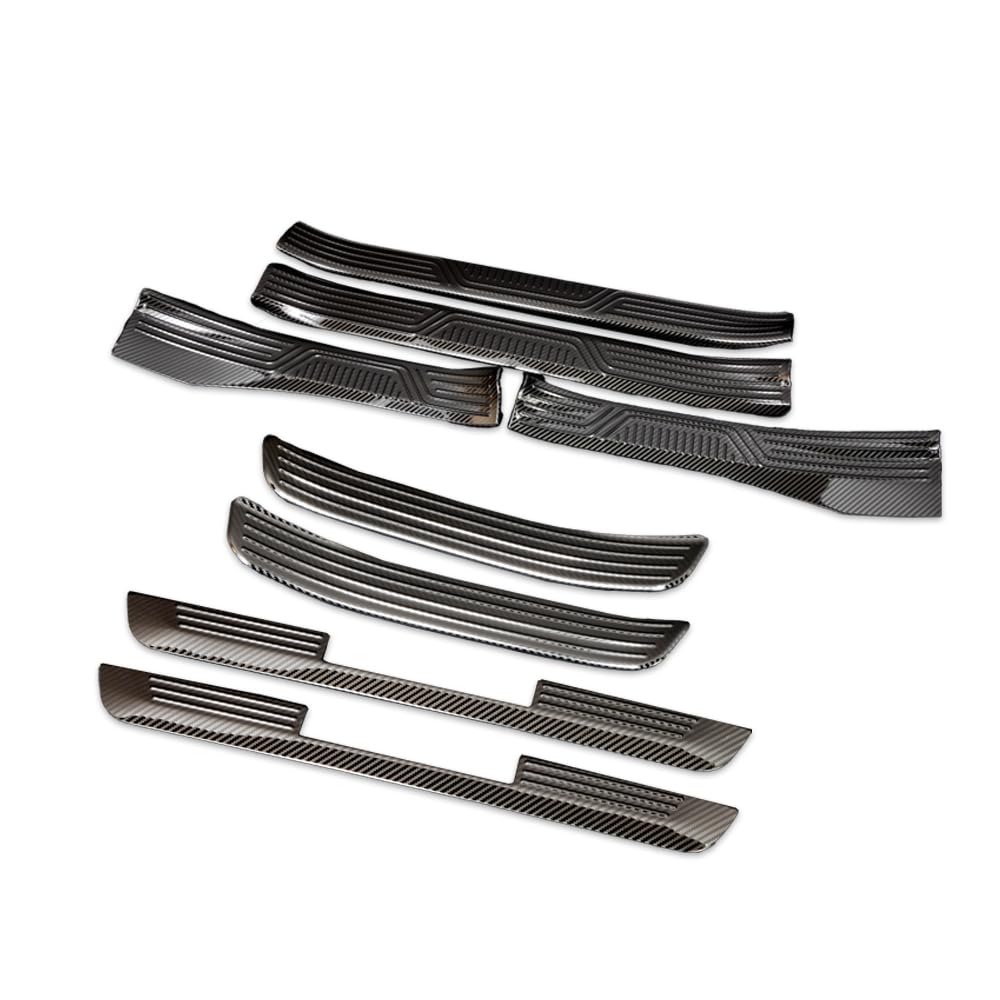 Crown Sport Inner and Outer Scuff Plate Set Carbon Fiber Pattern Stainless Steel Scuff Scratch Dress Custom Toyota S YOURS [8 Pieces] Plates,
