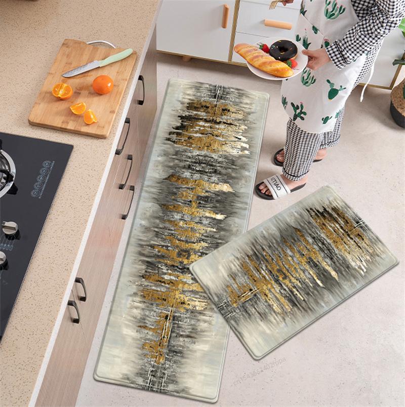 Abstrakter Druck, Küchenmatte, weich, saugfähig, Badezimmer-Teppich, Schlafzimmer-Nachttisch-Teppich, lang, benutzerdefinierter großer Wohnzimmer-Korridor-Teppich