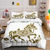 Golden Ornate Trotting Horse. Bedding Sets Duvet Covers Pillowcases(1* Duvet Cover 2* Pillowcases Without Duvet Insert)