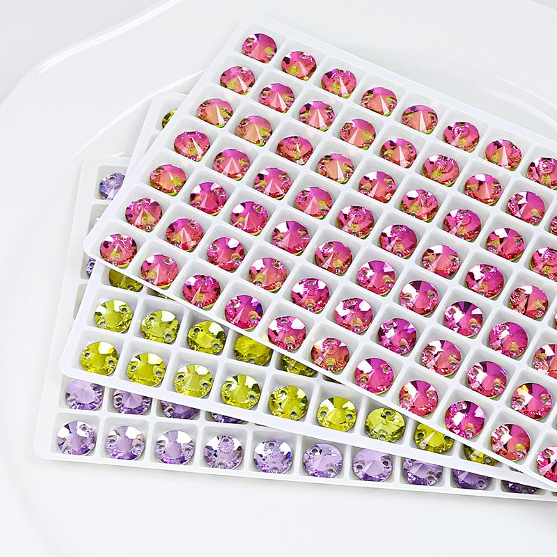 Dongzhou Crystals Rivoli Shaped Flatback Sew On Rhinestones Non Hotfix Crystal Beads Garment Shoes Sewing Accessories