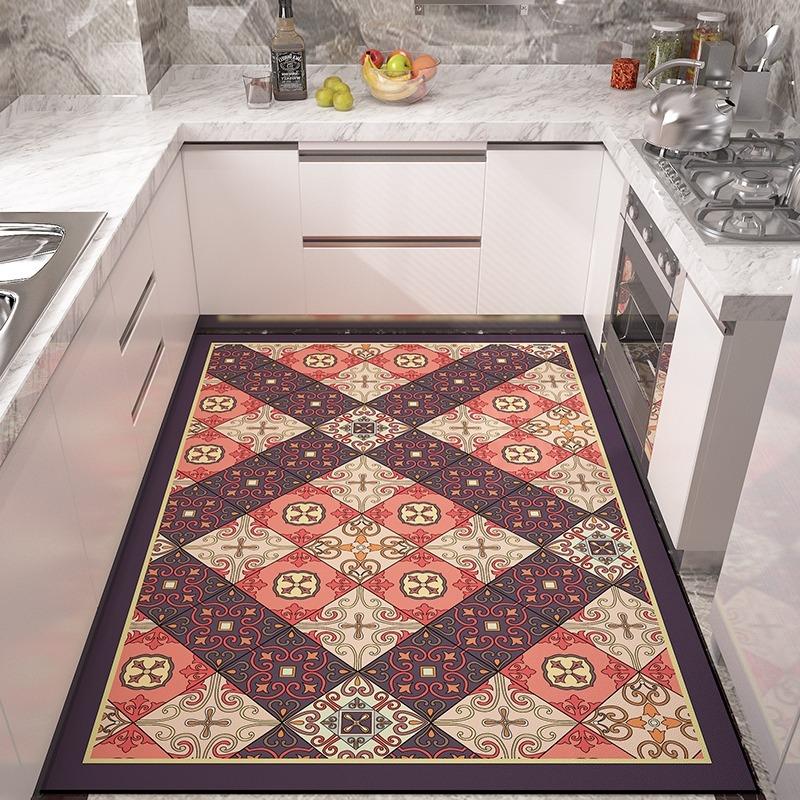 

Kitchen Carpet Non-slip Rugs Waterproof Floor Mat Anti-fatigue Leather Area Rug Oil-proof Easy To Clean Alfombras De Cocina 1pc 50x80cm
