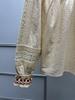 Women's Retro Ruffled Apricot Red Embroidered Long-Sleeve Shirt for Spring/Summer 2026