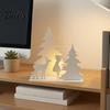 Stable Base Decorative Figurines Christmas Girl Reindeer Tabletop Decor, 3D Printed Fairy Tale Forest Silhouette White Deer Decor with Tree,