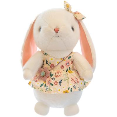 Cute Little White Rabbit Plush Toy Floral Skirt Rabbit Doll Claw Machine Rag Doll Girls' Birthday Gift