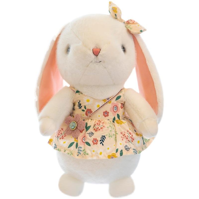 

Cute Little White Rabbit Plush Toy Floral Skirt Rabbit Doll Claw Machine Rag Doll Girls Birthday Gift 23cm