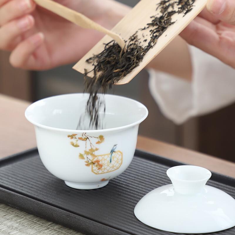 Magpie & Plum Blossom White Porcelain Tea Set